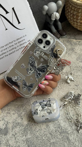 قاب پروانه و قلب آیینه ایی آویز دار