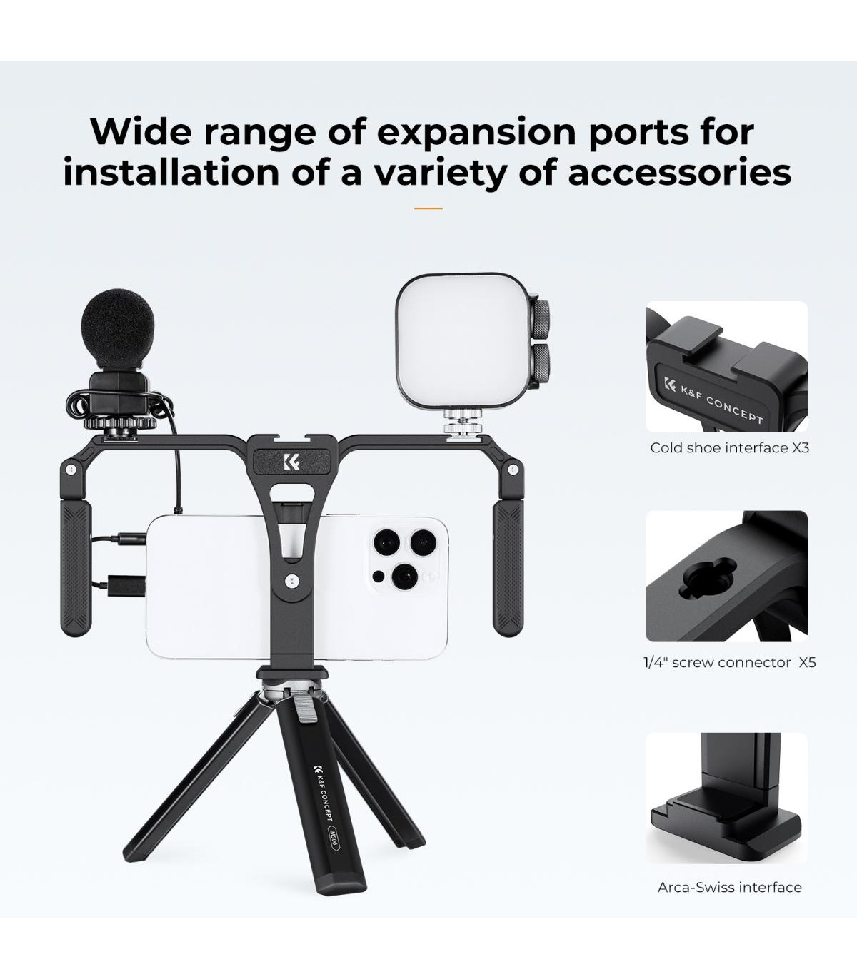 کیج موبایل کی اند اف | K&F Smartphone Video Rig with Dual Handles