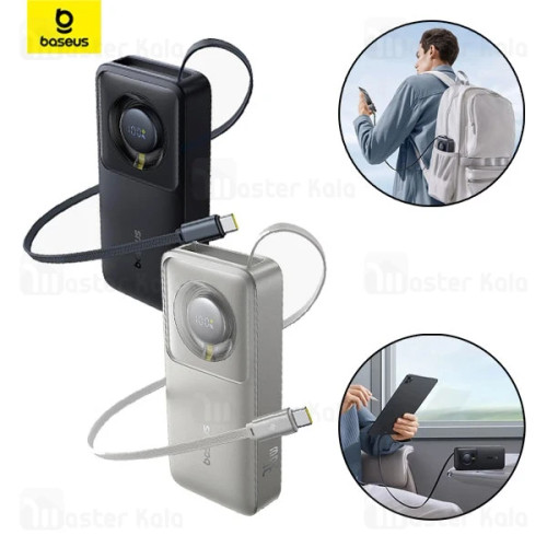 پاوربانک 10000 بیسوس Baseus NOMOS P10070900842-00 توان 30 وات با کابل تایپ سی جمع شونده