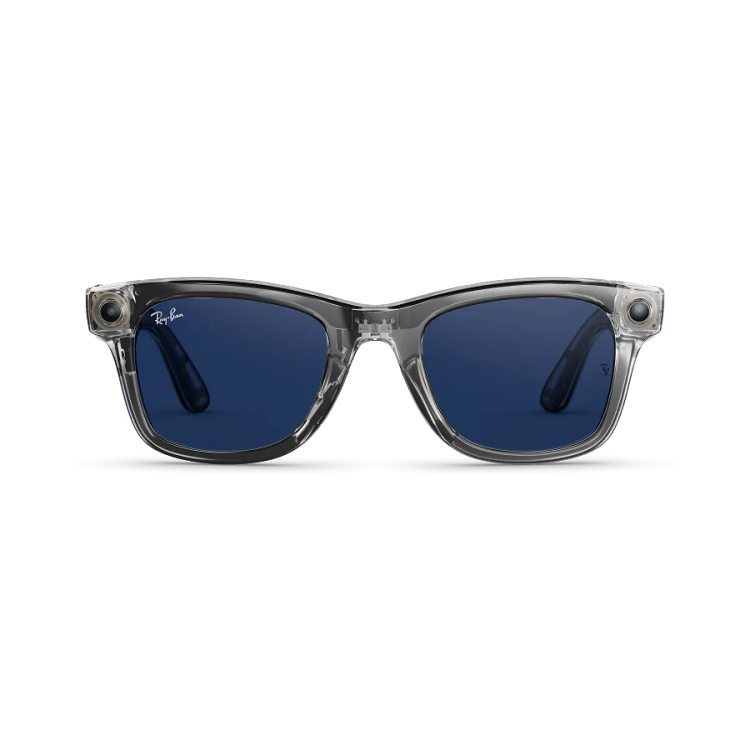 عینک هوشمند ریبن متا ویفرر نسل ۲ | Ray-Ban Meta Wayfarer Gen 2 Shiny Transparent Grey Sapphire Transitions