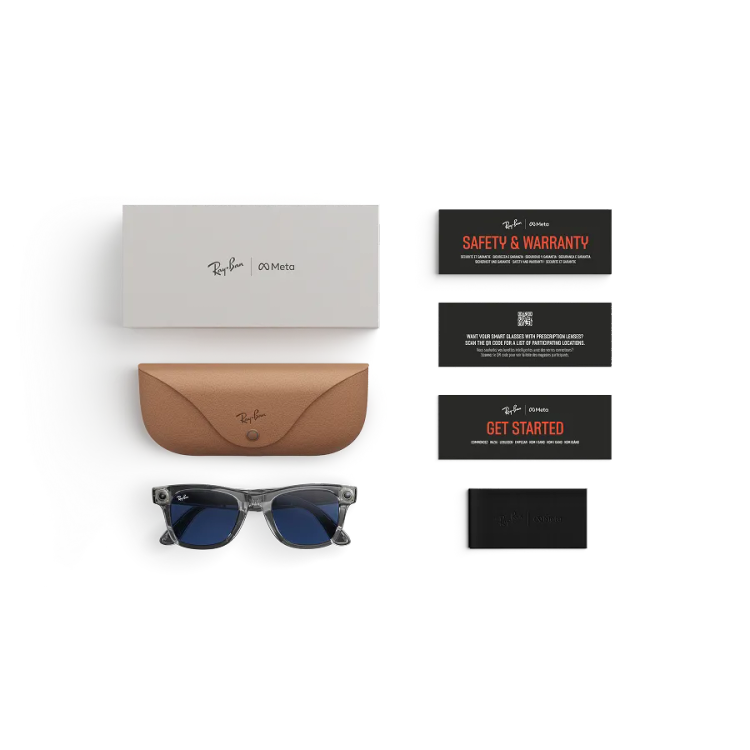 عینک هوشمند ریبن متا ویفرر نسل ۲ | Ray-Ban Meta Wayfarer Gen 2 Shiny Transparent Grey Sapphire Transitions
