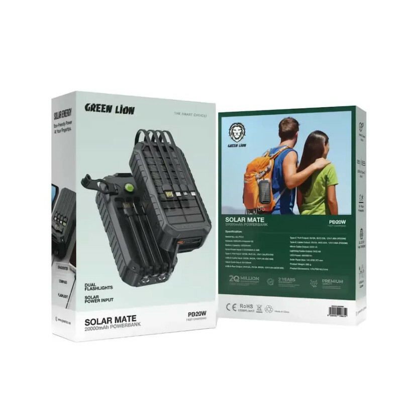 پاوربانک 22.5 وات گرین لاین مدل SOLAR MATE ظرفیت 20000 میلیآمپرساعت با ضمانت 6ماه تعویض