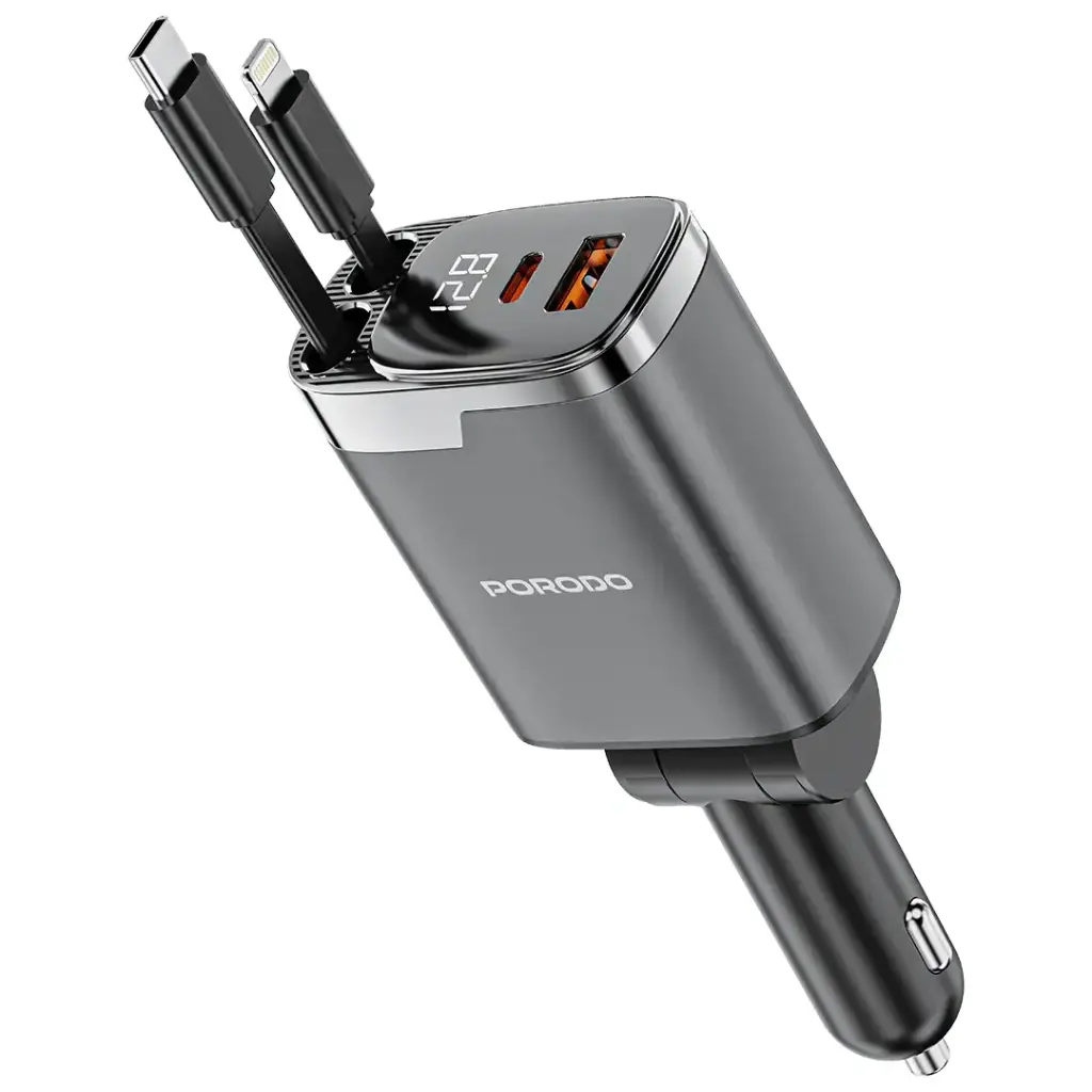 شارژر فندکی پورودو Porodo 111W Car Charger Lightning USB_C