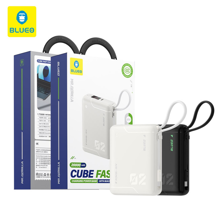 پاور بانک بلو Blueo CUBE Fast Charging Power Bank 20000mAh With Built-in Cable